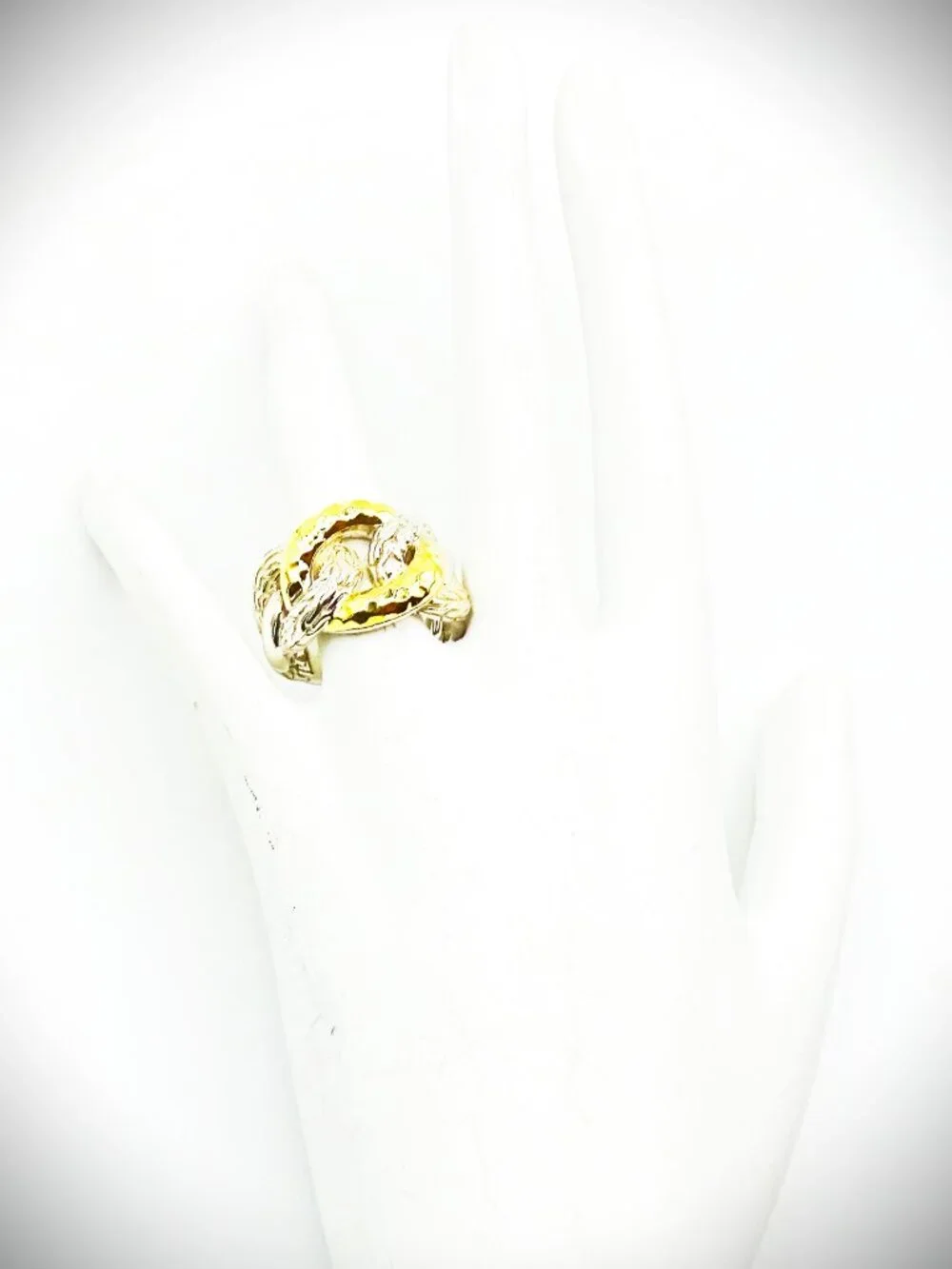 JOHN HARDY Chain Collection Sterling Silver 18K Yellow Gold  Ring Size 8.5